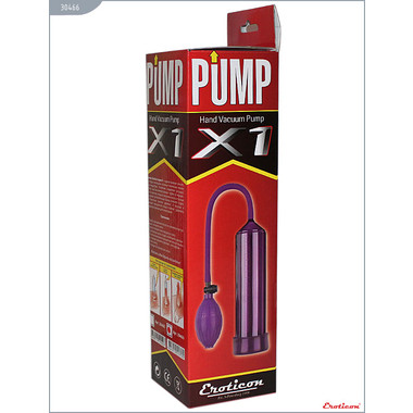 Помпа вакуумная Eroticon PUMP X1 с грушей, фиолетовая, 60х230 мм