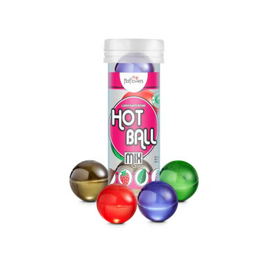 Лубрикант HOT BALL MIX на масляной основе в виде 4 шариков (мята, шоколад, клубники)