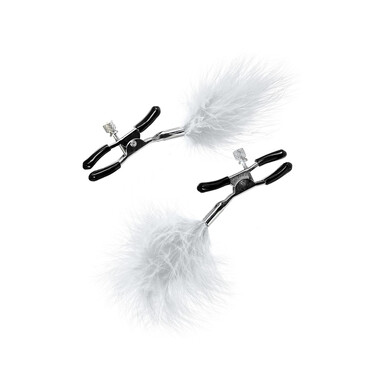 Зажимы для сосков TOYFA Theatre, металл с пухом, белый