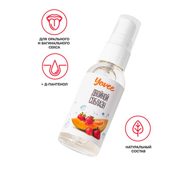 Съедобная гель-смазка Yovee «Двойной соблазн» с Д-Пантенолом, со вкусом клубники и дыни, 50 мл